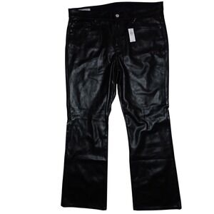 Gap Baby Boot Mid Rise Pleather Pants Black Faux Leather size 33‎ 16S NEW